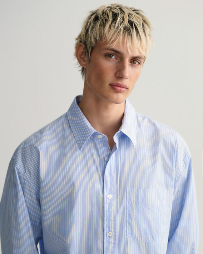 Oversized gestreept overhemd van poplin