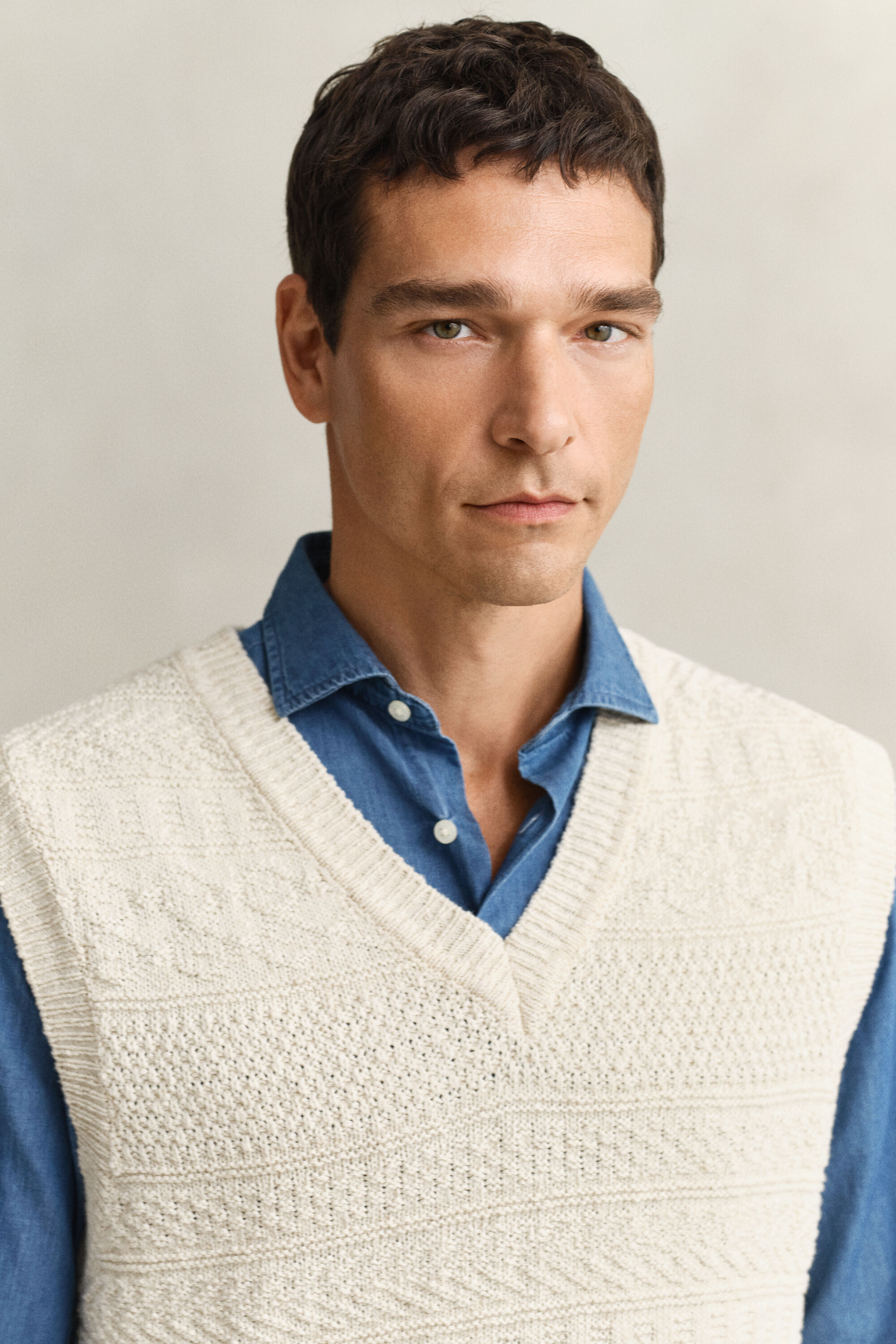 Spencer van katoenmix met textuur