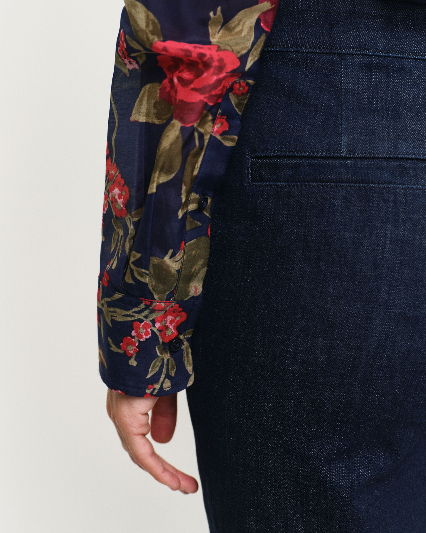 Relaxed Fit overhemd van katoenzijde met rozenprint