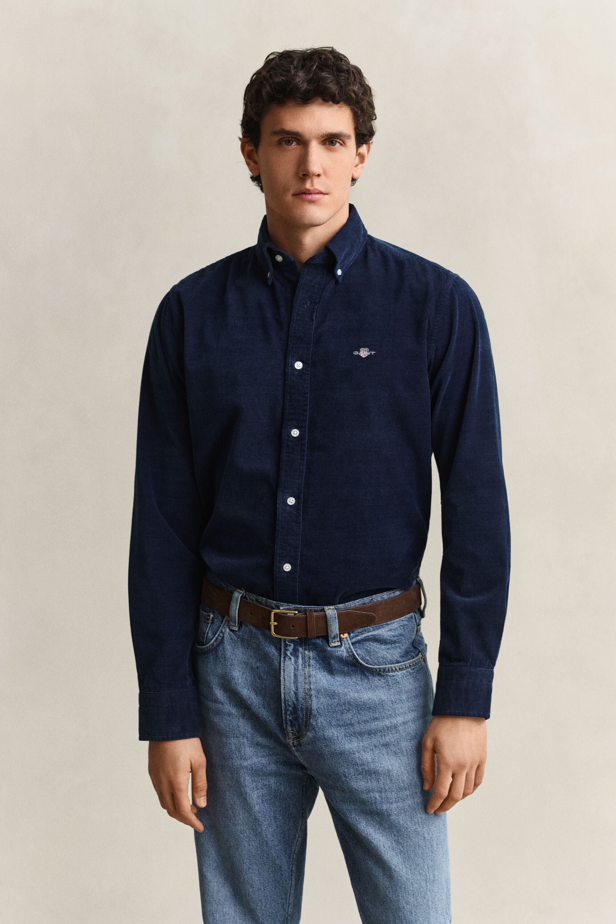 Indigo corduroy overhemd