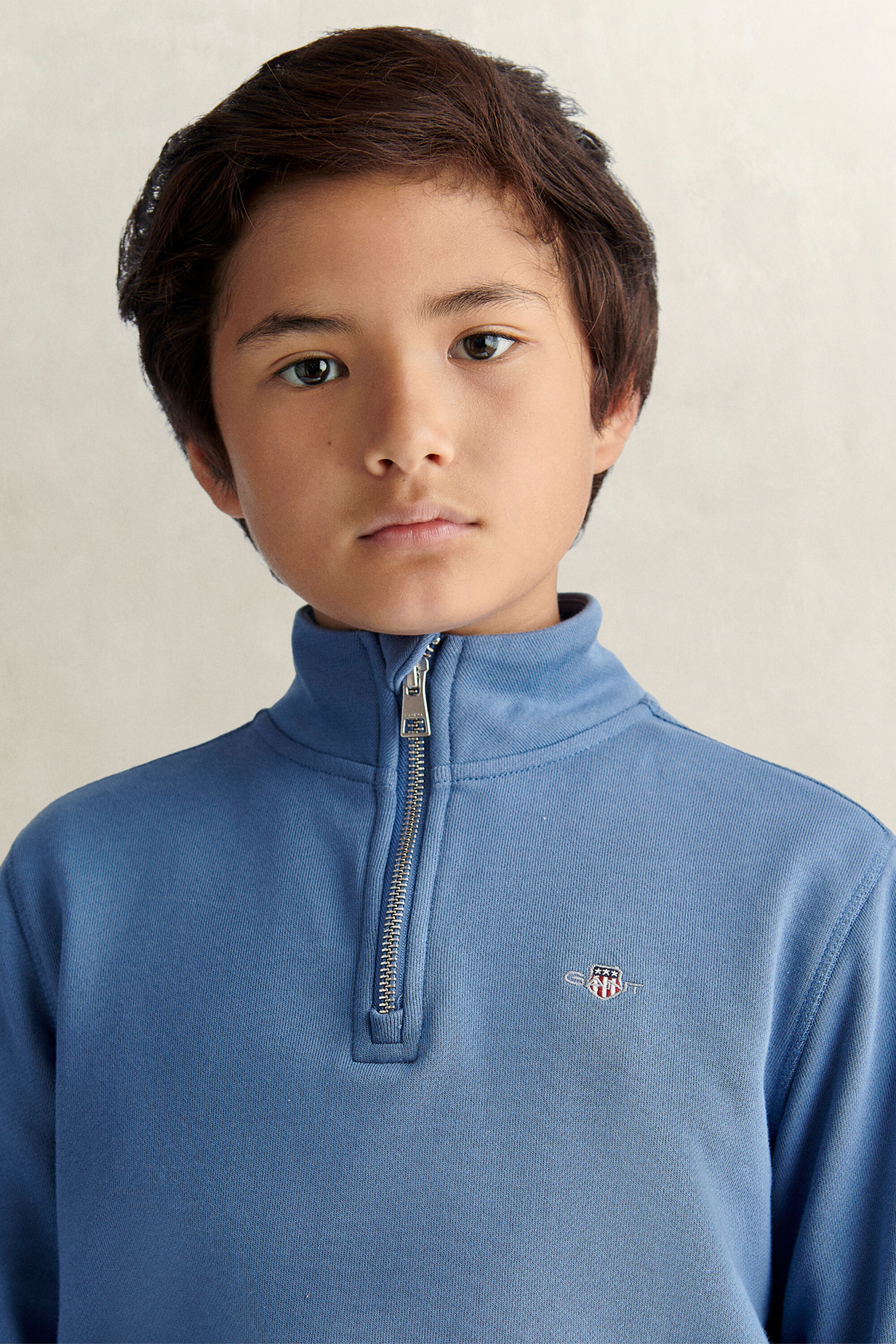 Sweatshirt met korte rits en schild voor tienerjongens