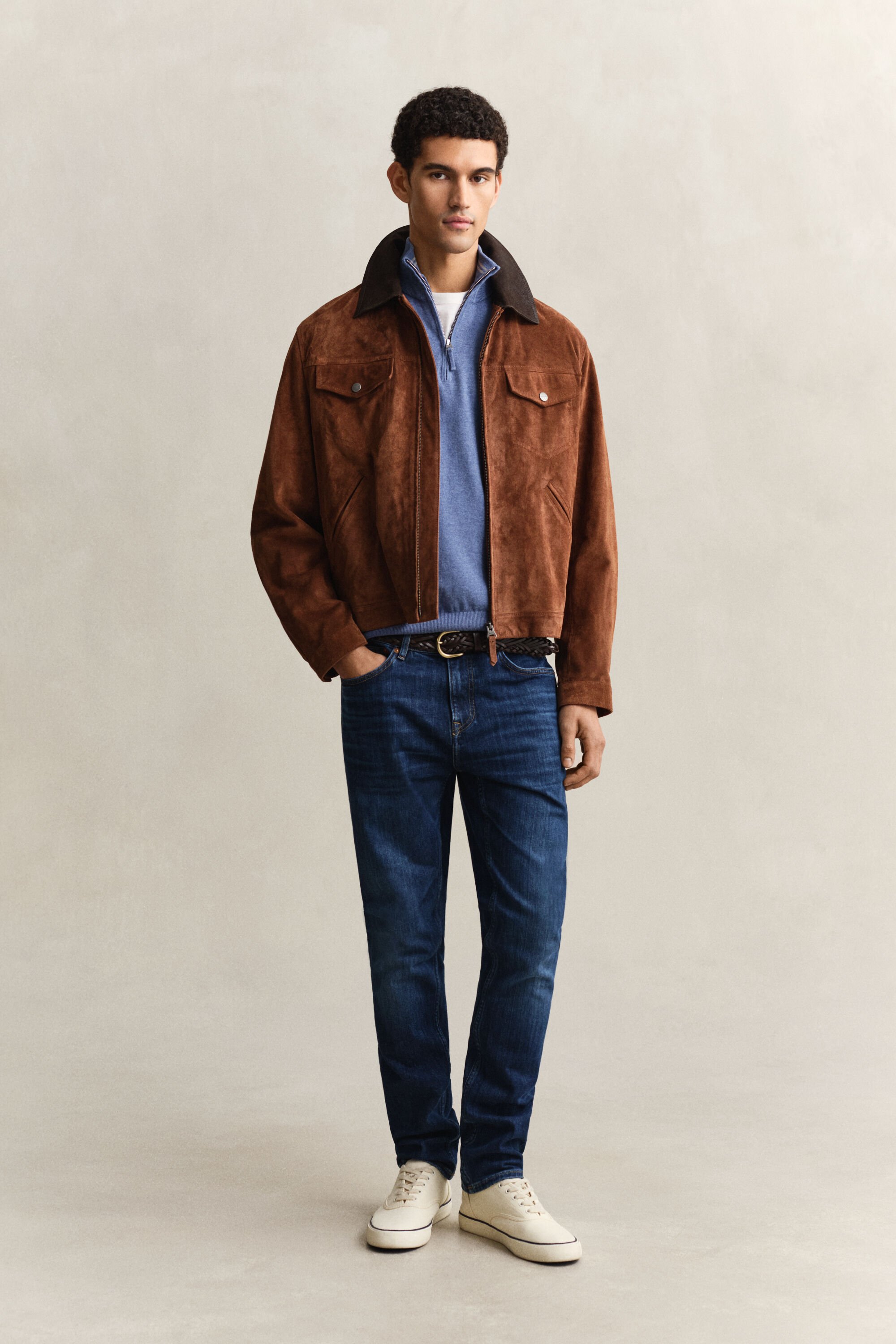 Klassieke sweater van katoen met korte rits