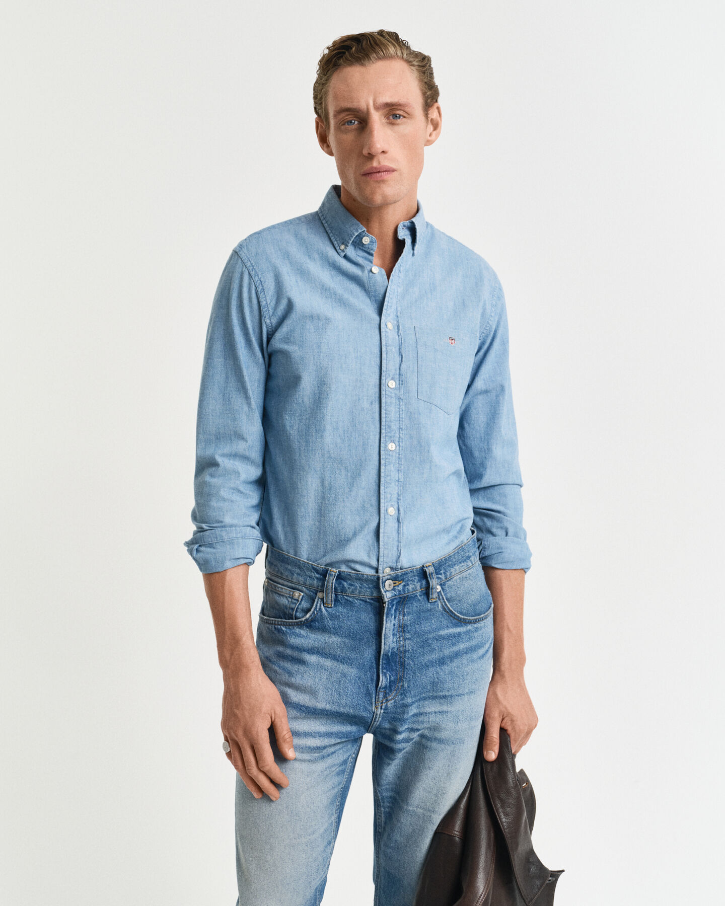 Regular Fit chambray overhemd