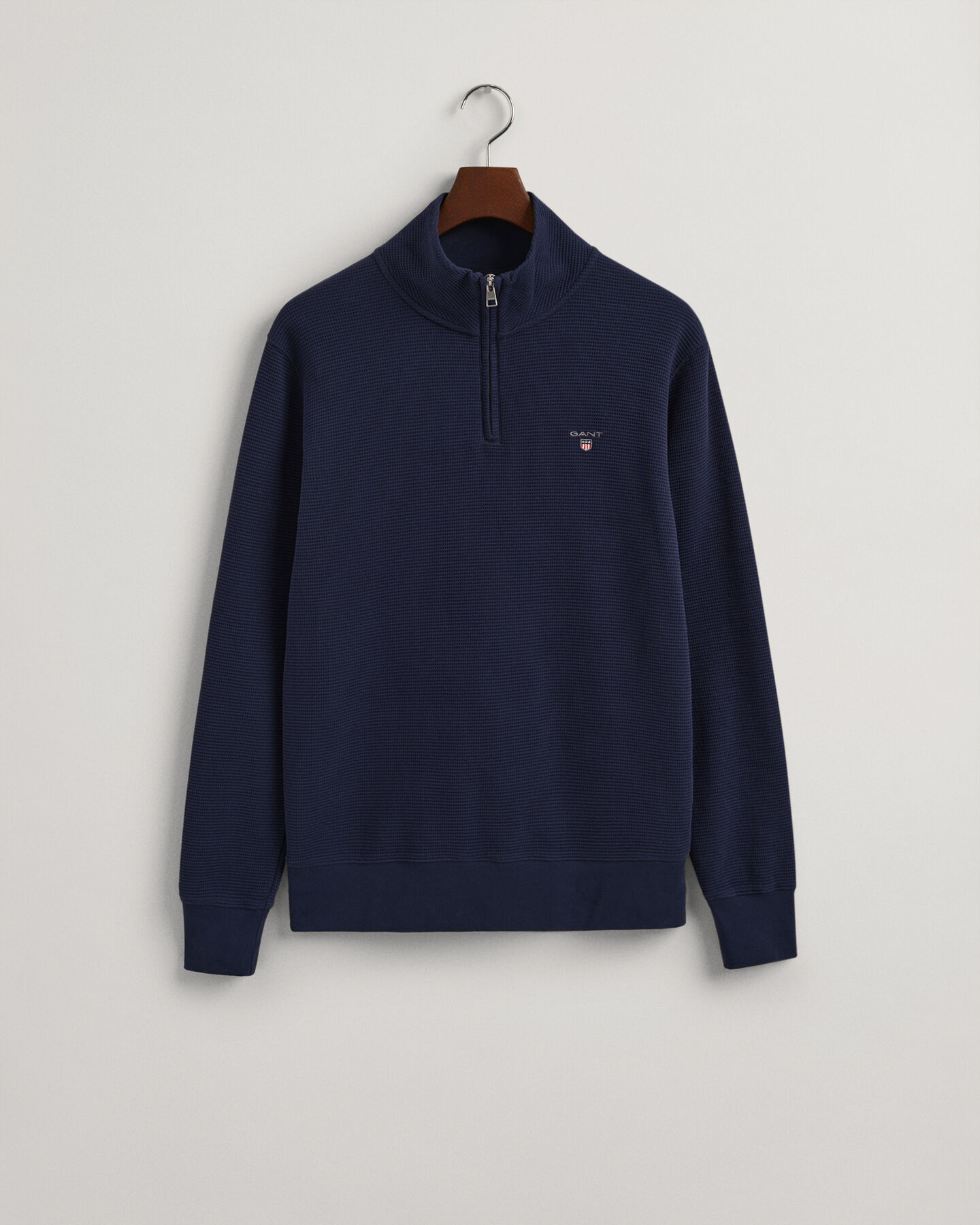 Waffle sweatshirt met korte rits