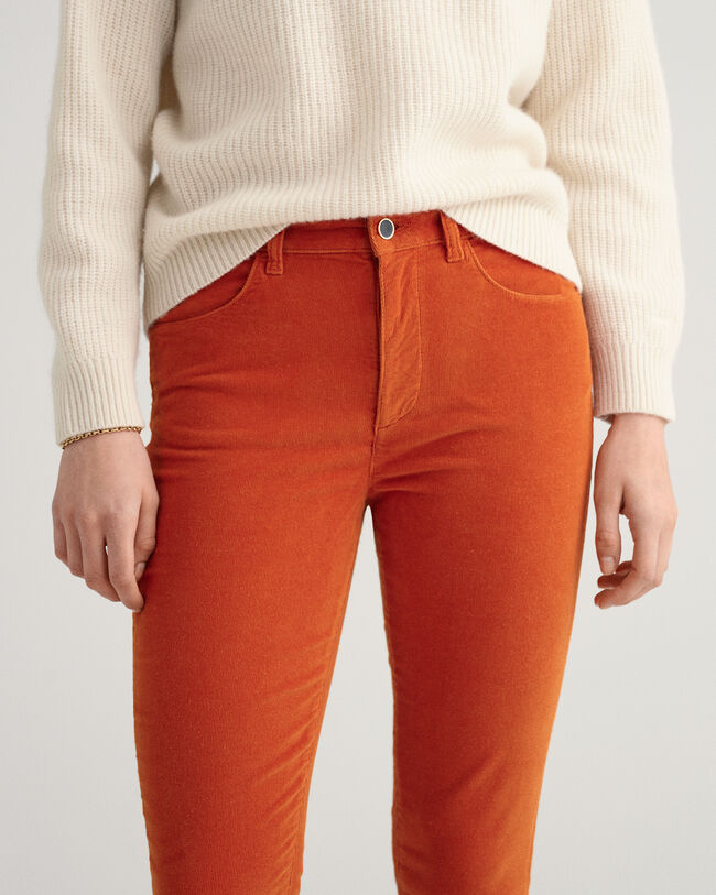 Farla Slim Fit cropped jeans van corduroy