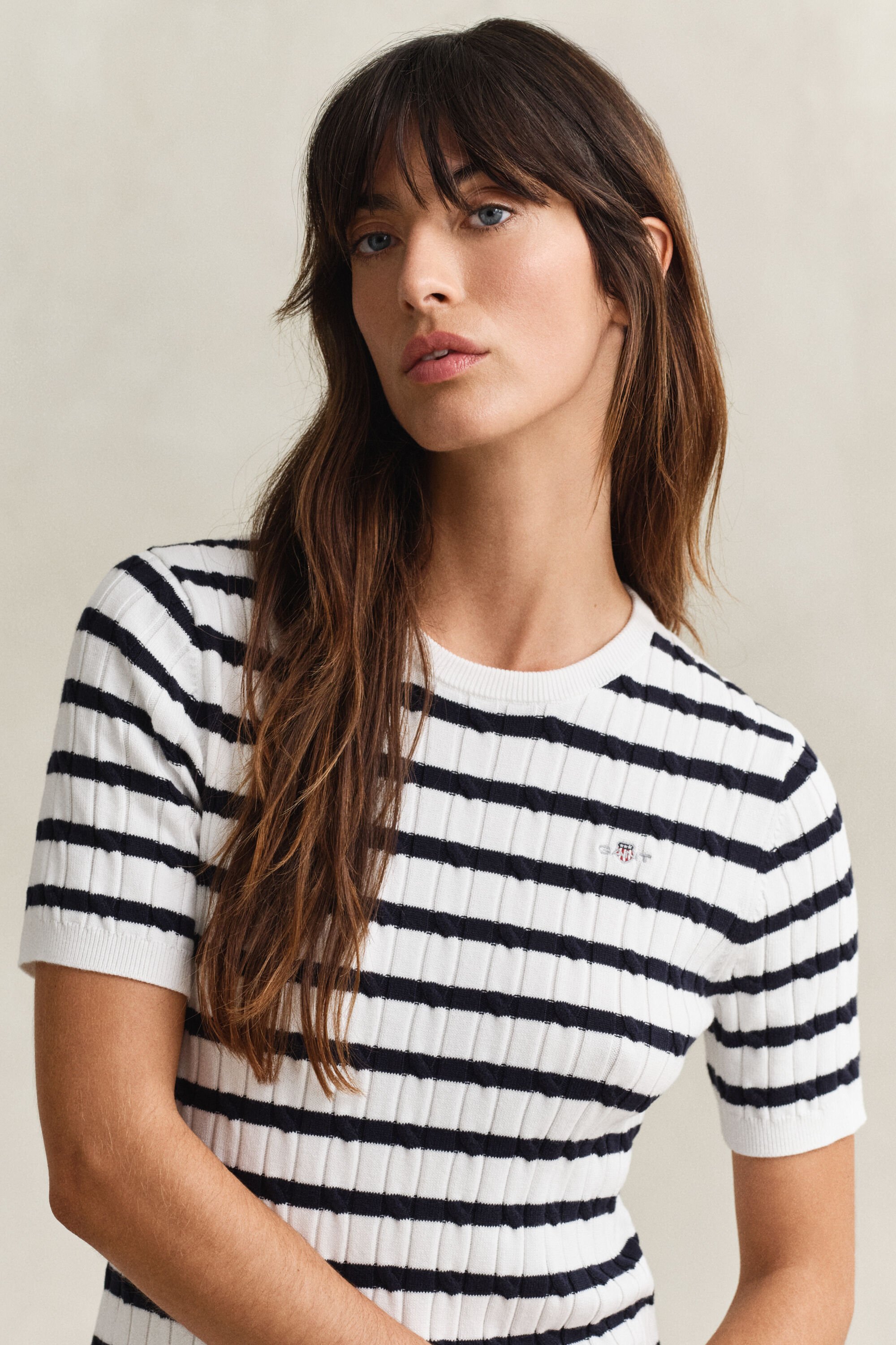 Gebreide kabeljurk van katoen