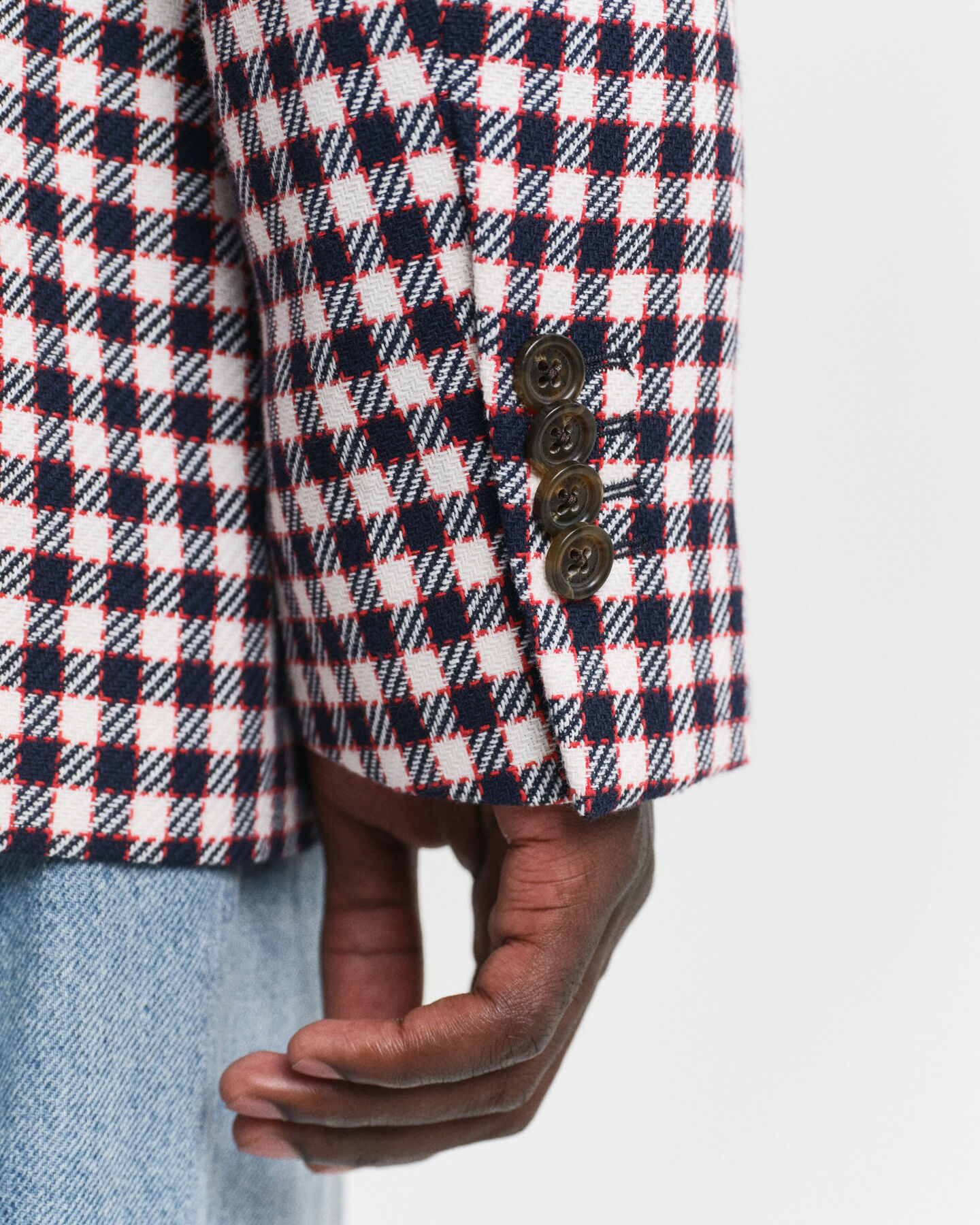 Regular Fit geruite blazer van katoenmix