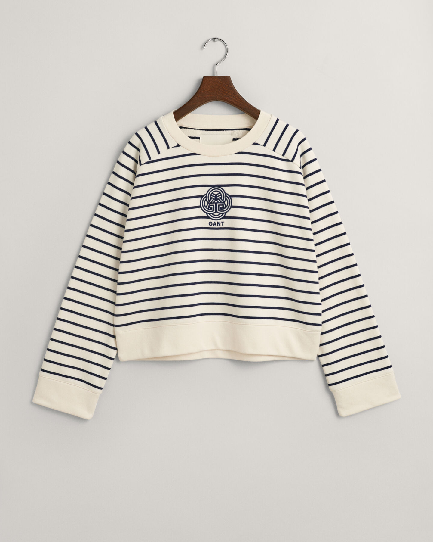 Monogram sweatshirt met ronde hals en strepen