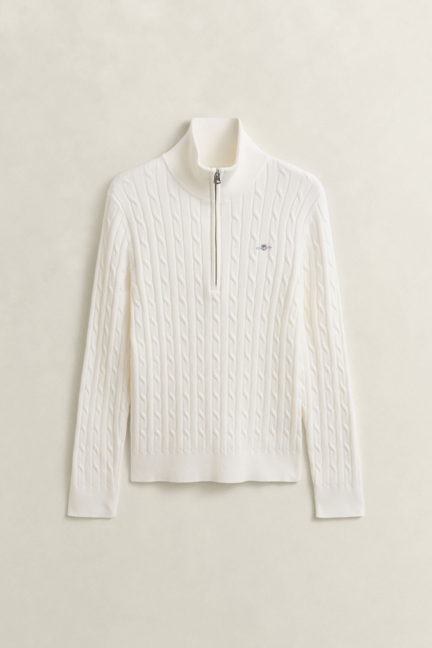 Gebreide kabeltrui met korte rits