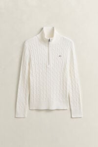 Gebreide kabeltrui met korte rits