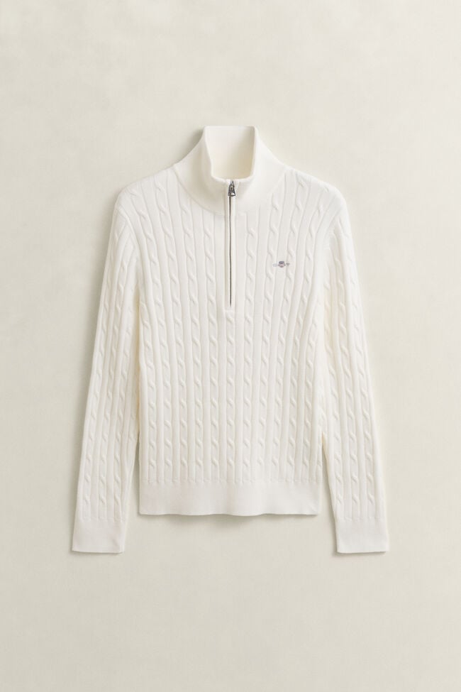 Gebreide kabeltrui met korte rits