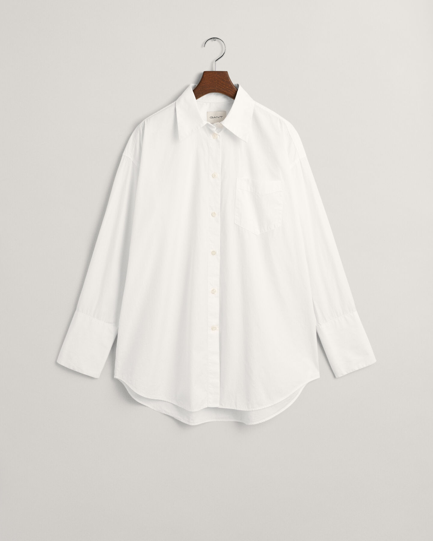 Oversized poplin overhemd met brede manchetten