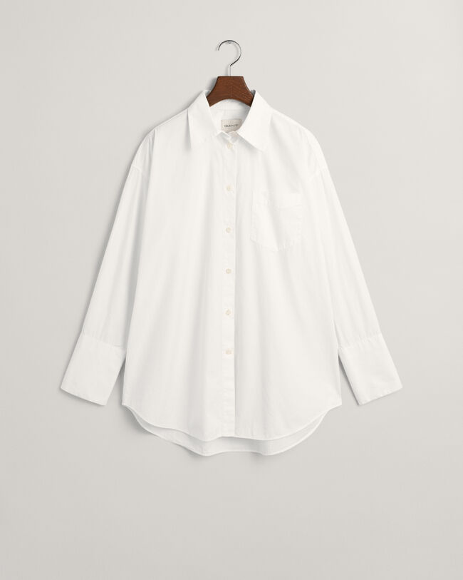 Oversized poplin overhemd met brede manchetten