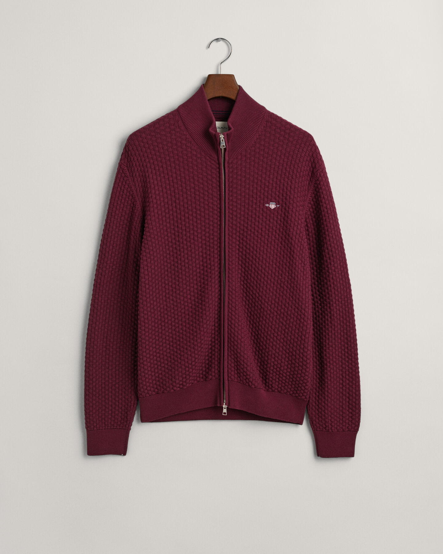 Katoenen vest met ritssluiting en textuur