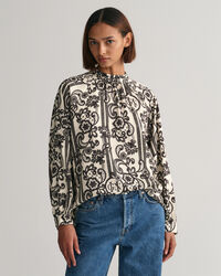 Lace Print blouse met col