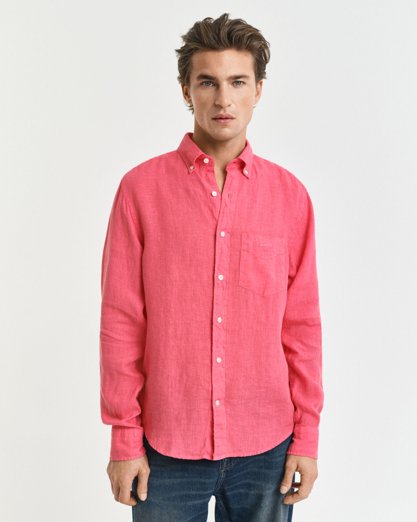 Regular Fit speciaal geverfd linnen overhemd