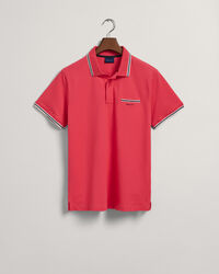 Piqu&eacute; poloshirt met driekleurige rand