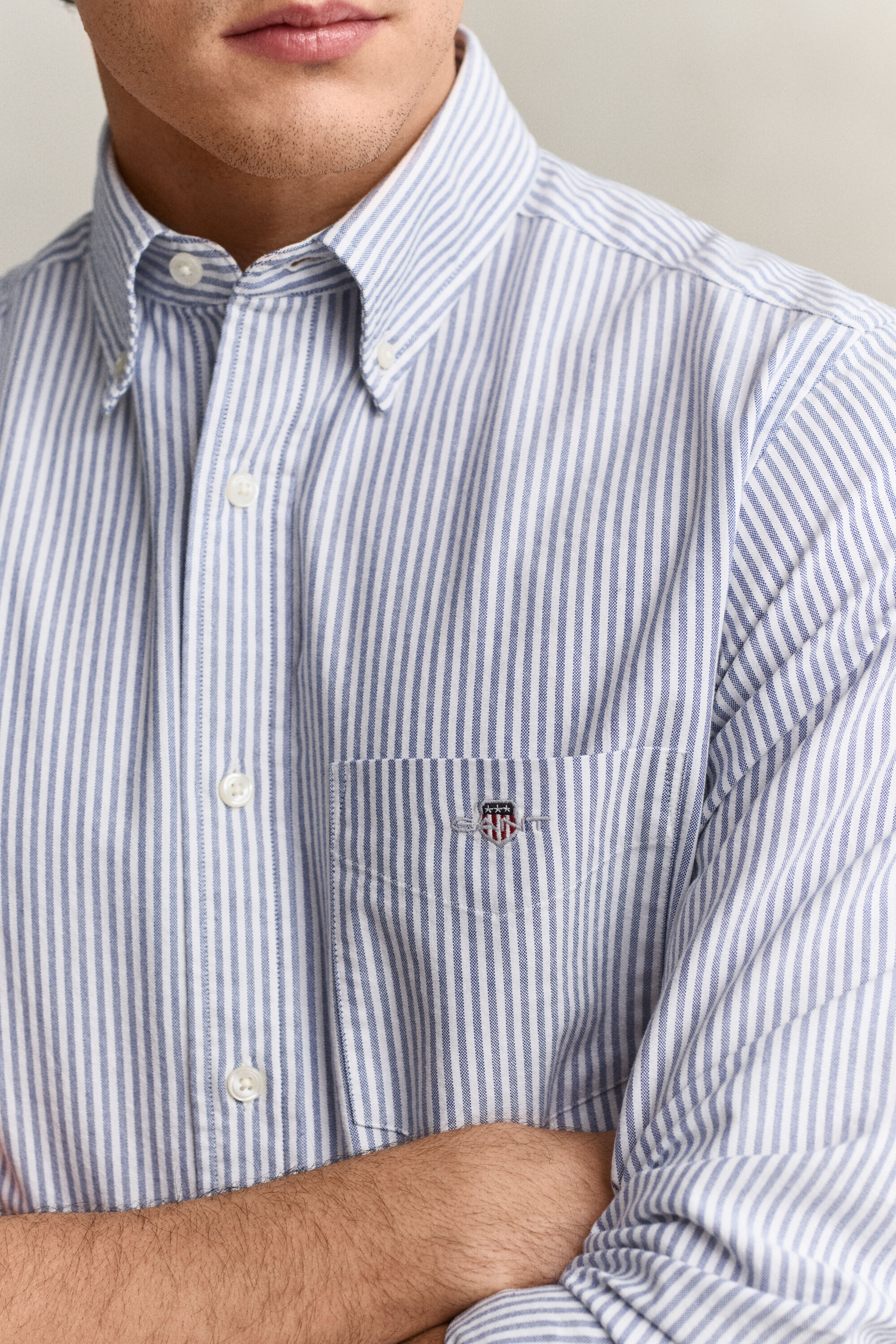 Classic Regular gestreept Oxford-overhemd
