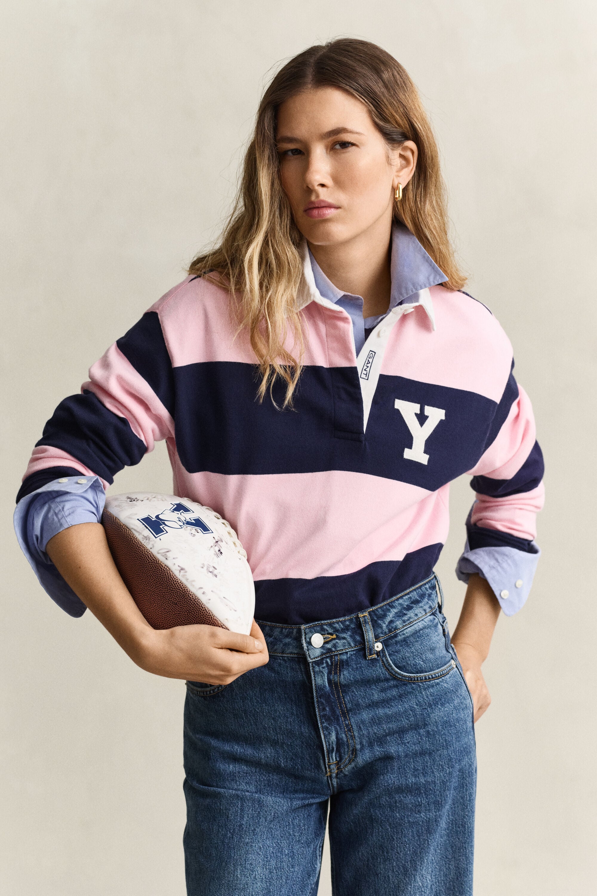 Gant x Yale Heavy Rugger met brede strepen
