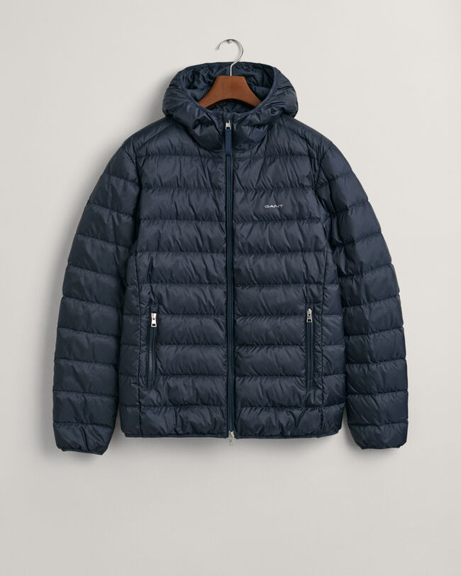 Licht donsjack met capuchon