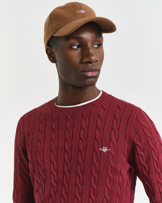 Katoenen gebreide kabeltrui met ronde hals