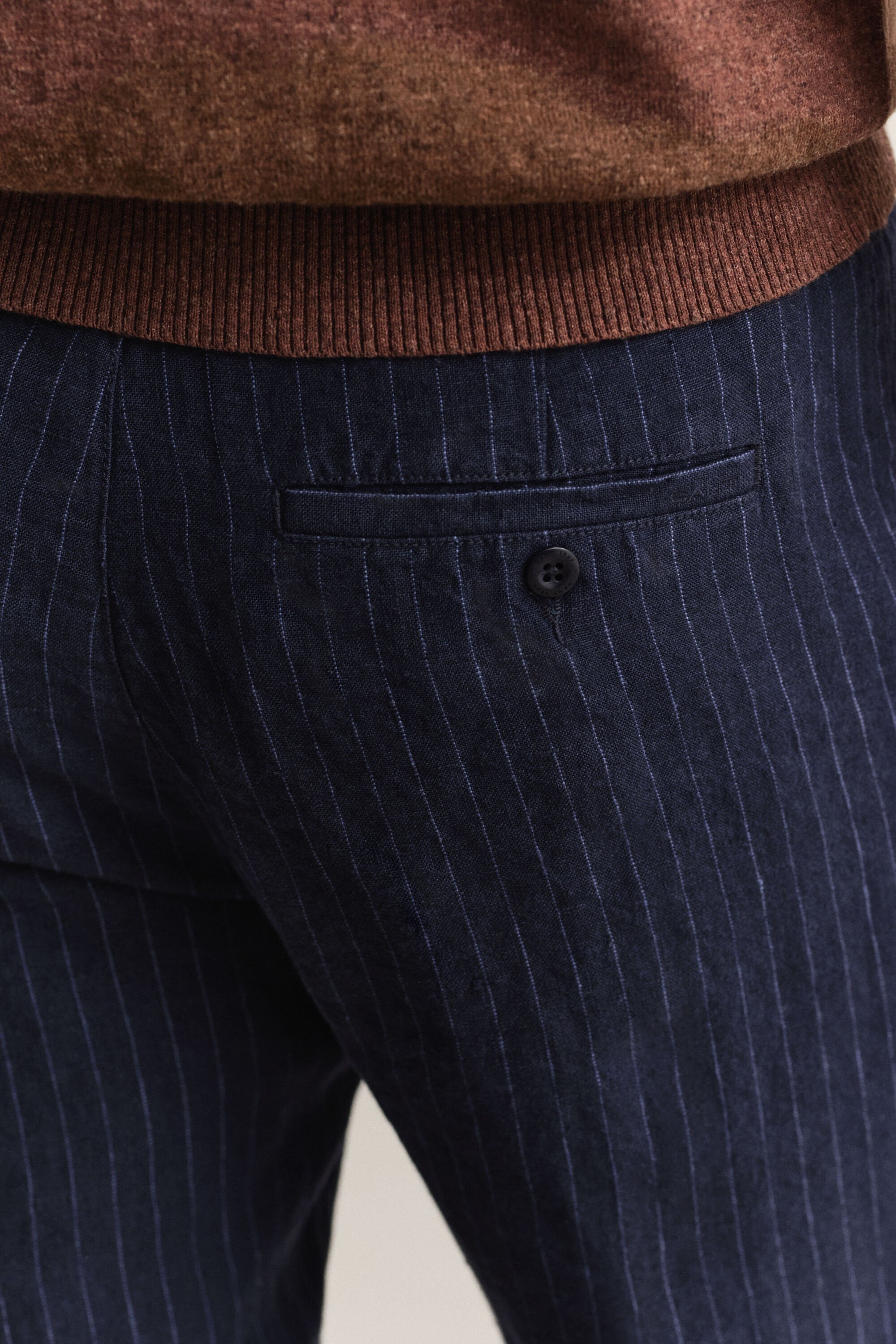 Gestreepte linnen broek