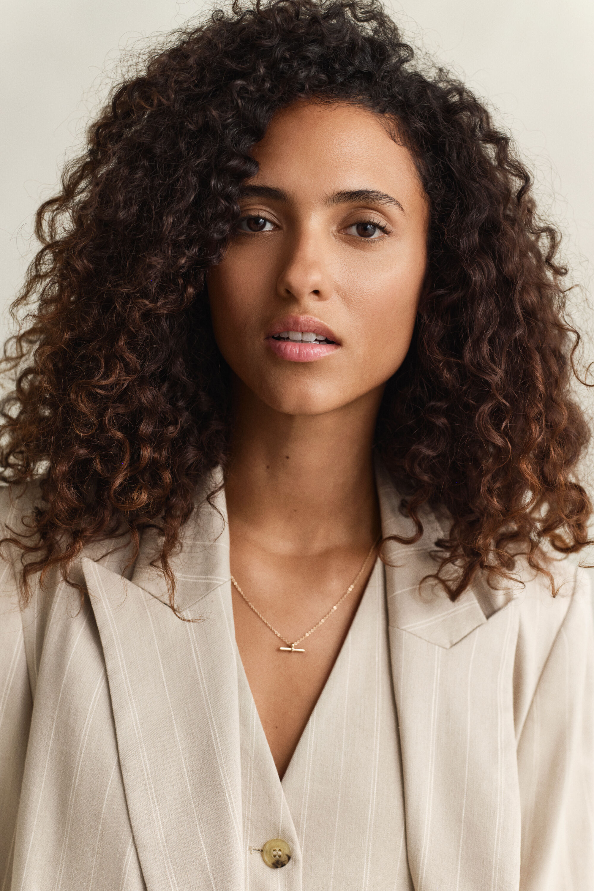 Krijtstreepblazer van linnenmix