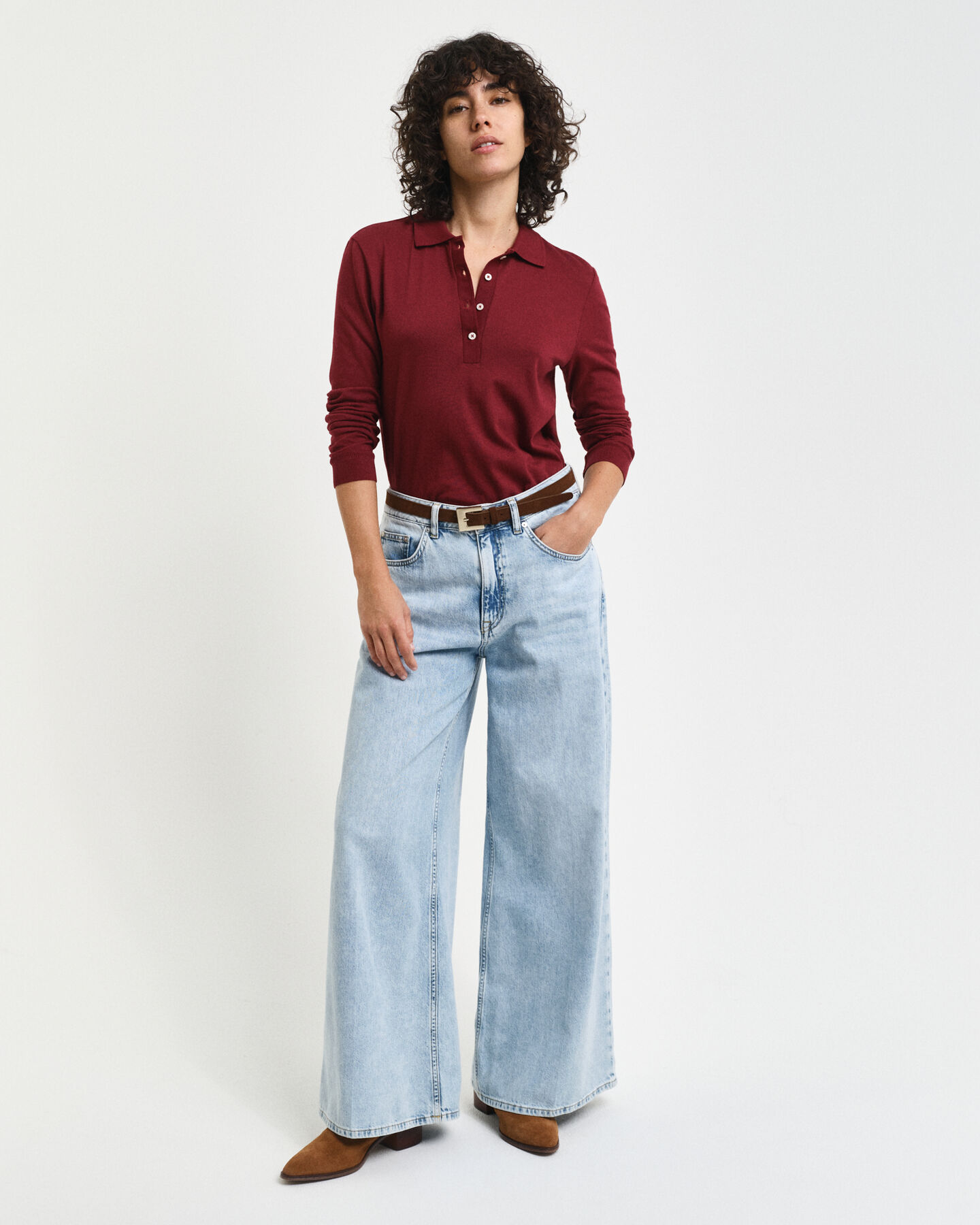 Naadloos poloshirt met lange mouwen