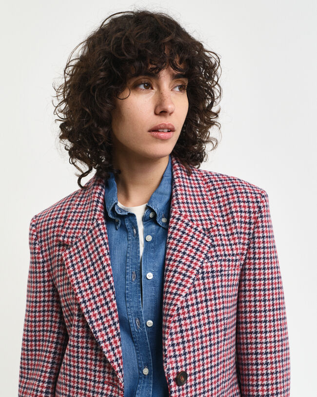 Regular fit blazer met pied-de-poule