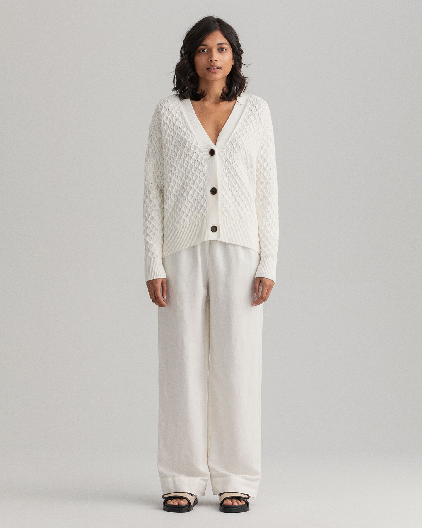 Broek zonder sluiting van linnen en viscose