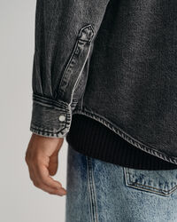 Oversized Heavy overhemd van verwassen denim