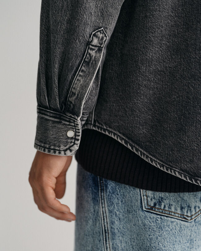 Oversized Heavy overhemd van verwassen denim