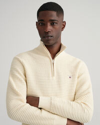 Texture Sweater van katoen met korte rits