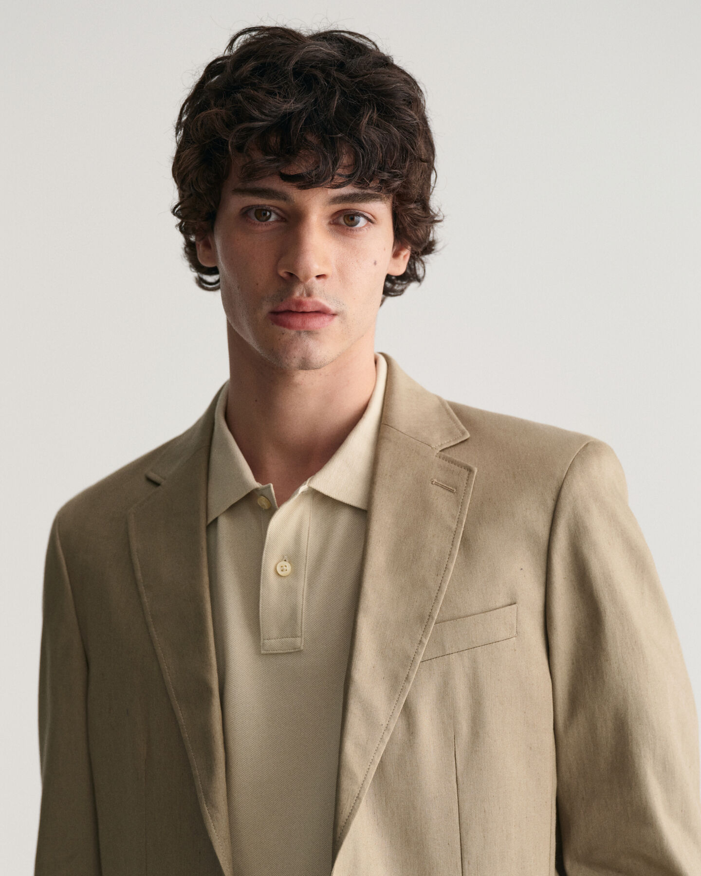 Kostuumblazer van katoen en linnen