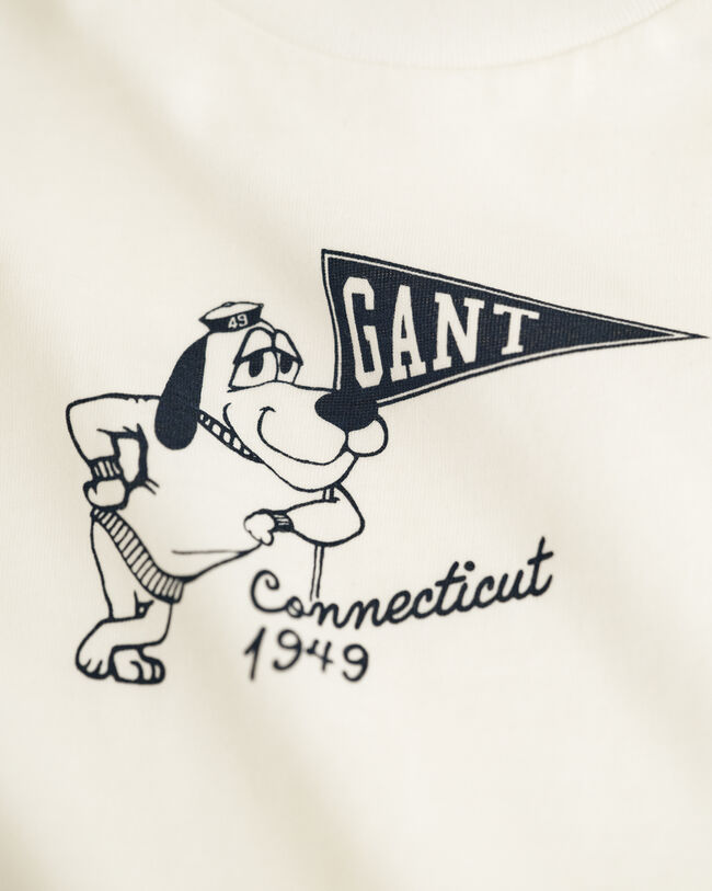 Babyshirt met grafische hondenprint en lange mouwen