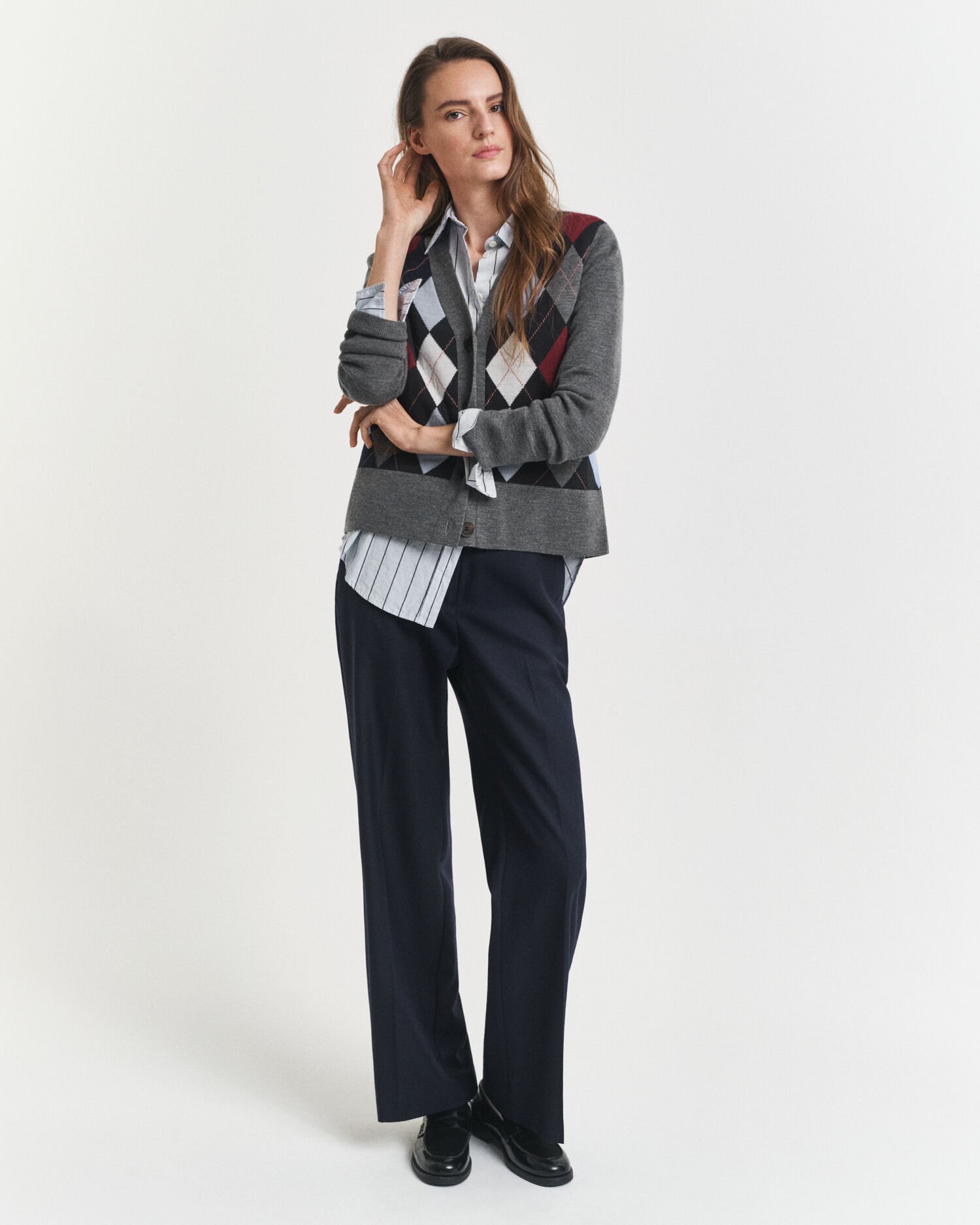 Argyle vest met V-hals