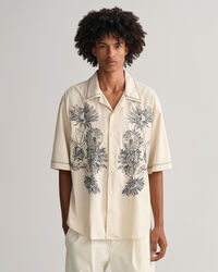 Oversized overhemd met borduurwerk en korte mouwen