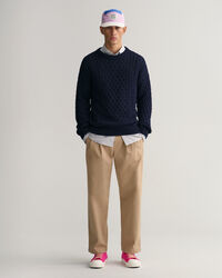 Katoenen gebreide kabeltrui met ronde hals