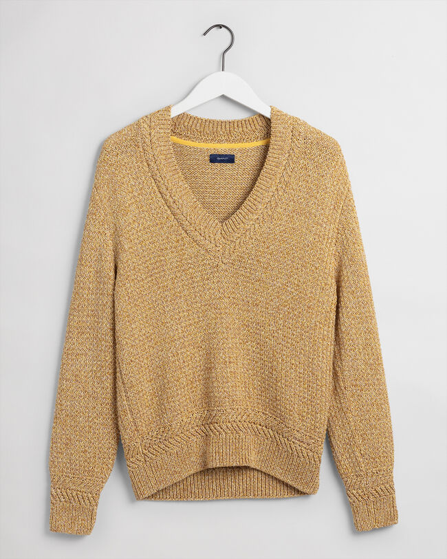 Sweater met V-hals van kleurrijk gedraaid garen