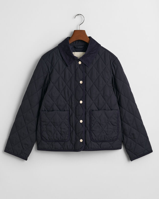 Gewatteerd jack met corduroy details