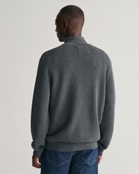 Katoenen Textured sweater met korte rits