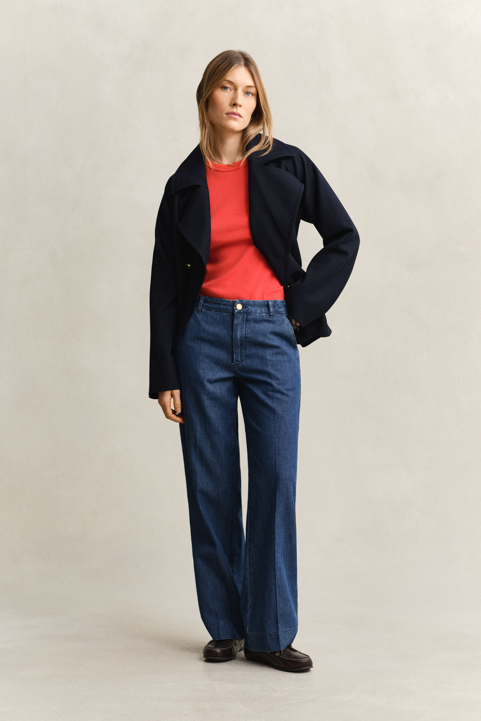 Jeans van katoen en linnen