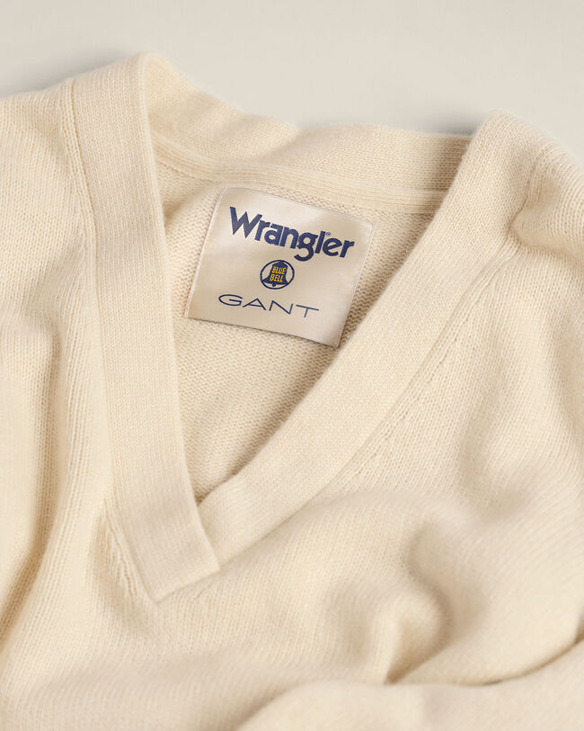 Wrangler x GANT Varsity trui met V-hals van kasjmiermix