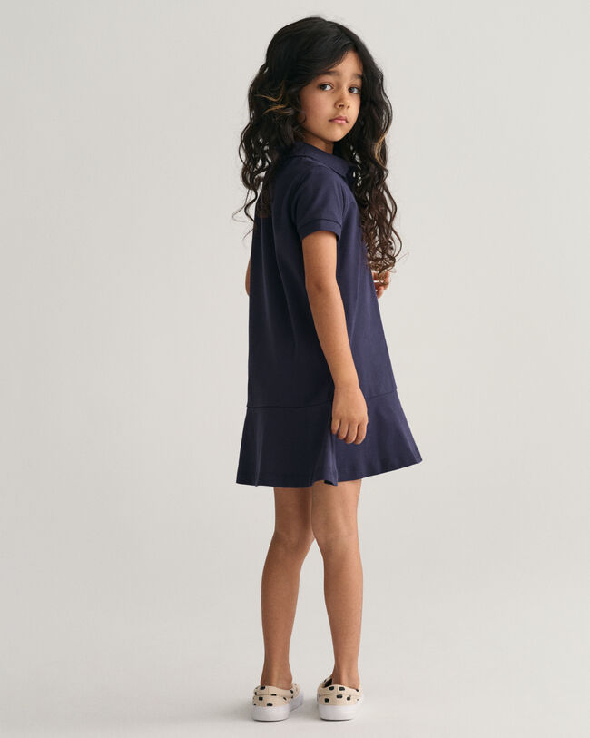 Girls piqu&eacute; Flounce jurk met korte mouwen