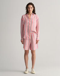 Pull-On short van linnen met kleurige strepen