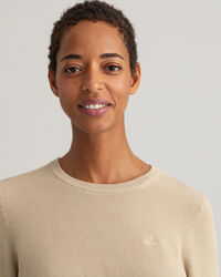 Sweater met ronde hals van piqu&eacute;katoen