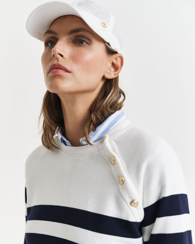 Gestreept sweatshirt met ronde hals en gouden knopen