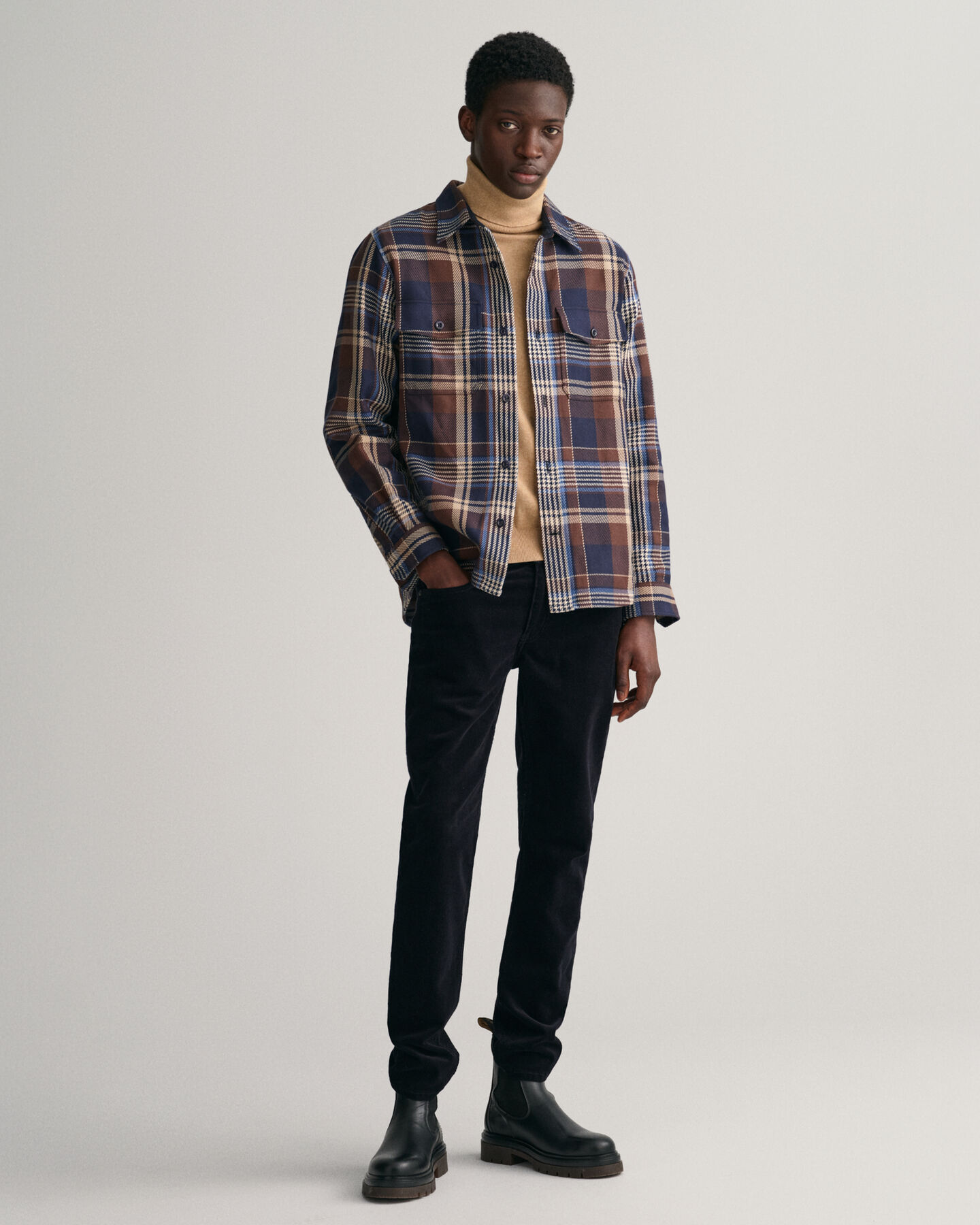 Geruit overshirt van zware keperstof