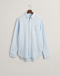 Regular Fit Textured overhemd van katoen en linnen