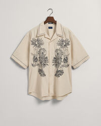 Oversized overhemd met borduurwerk en korte mouwen